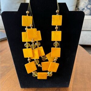 Yellow and Gold Square Statement Piece Necklace Modern and artistic vibe